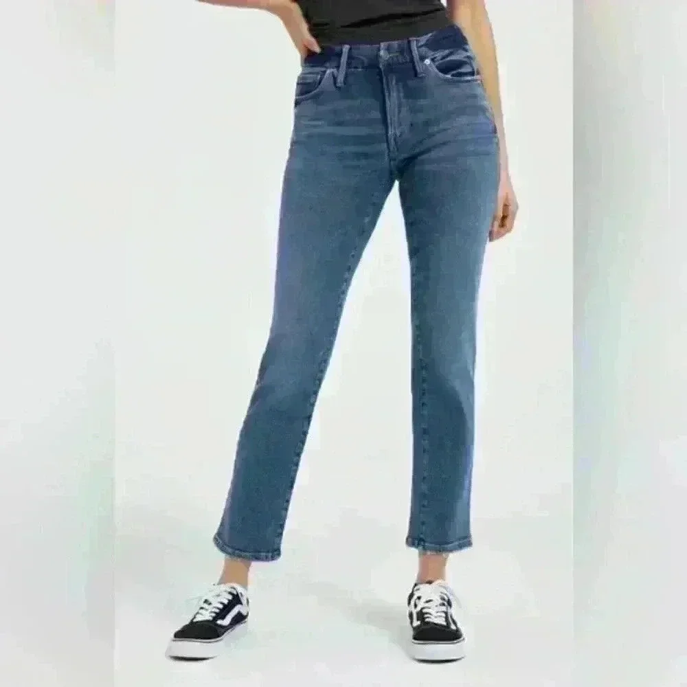 GOOD American Good Straight Legs Raw Hem High Waist Jeans Size 4/27 - Picture 1 of 10